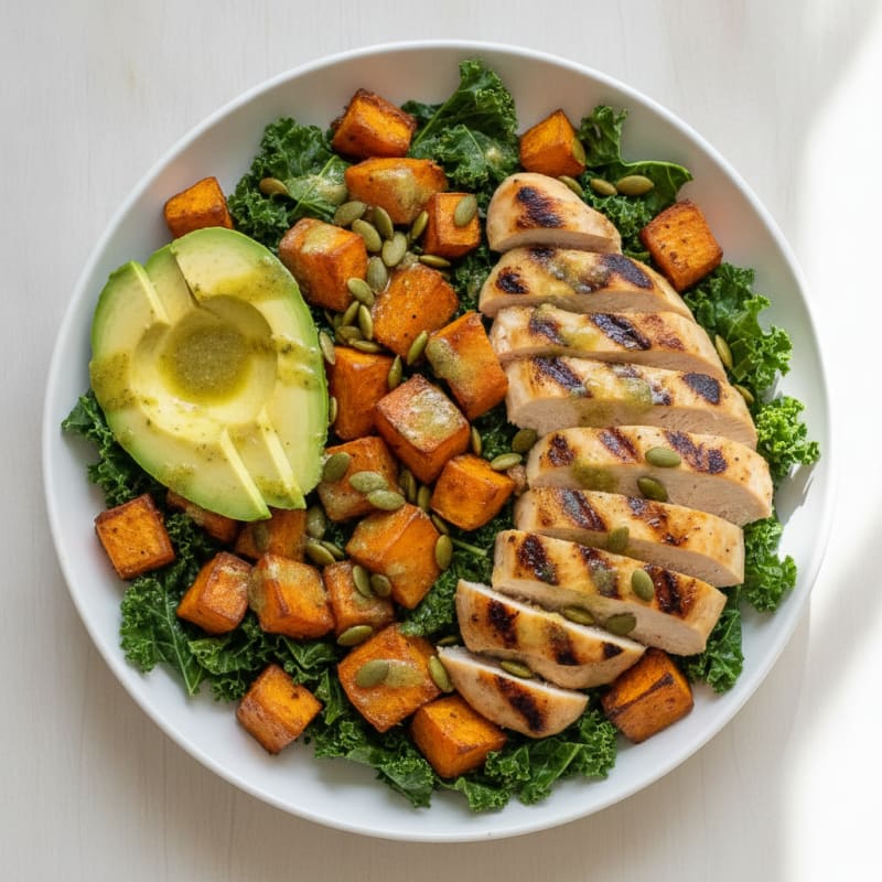 Grilled Chicken and Roasted Sweet Potato Power Bowl