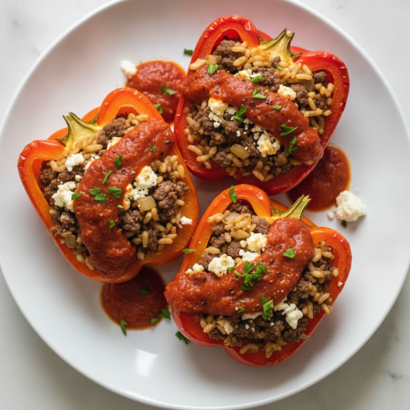 Beef and Rice Stuffed Bell Peppers