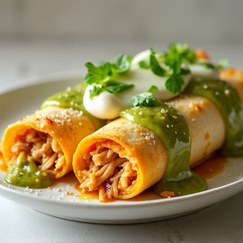 Salsa Verde Shredded Chicken Enchiladas