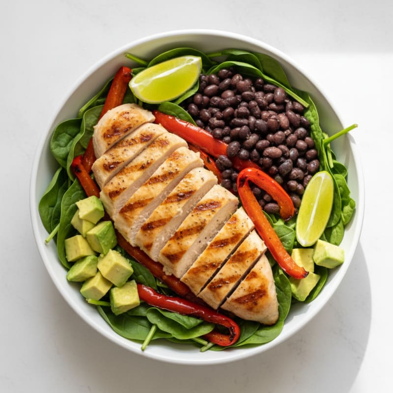 Grilled Chicken and Black Bean Bowl with Roasted Peppers