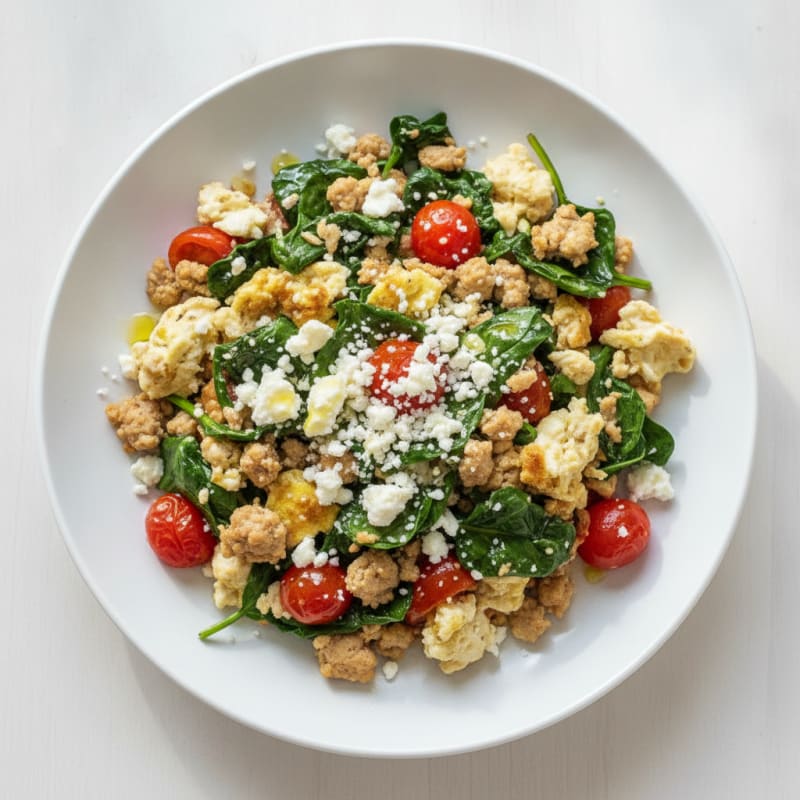 Egg White Scramble with Spinach and Turkey