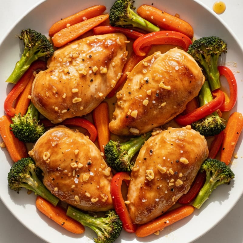 Honey-Garlic Baked Chicken with Roasted Vegetables