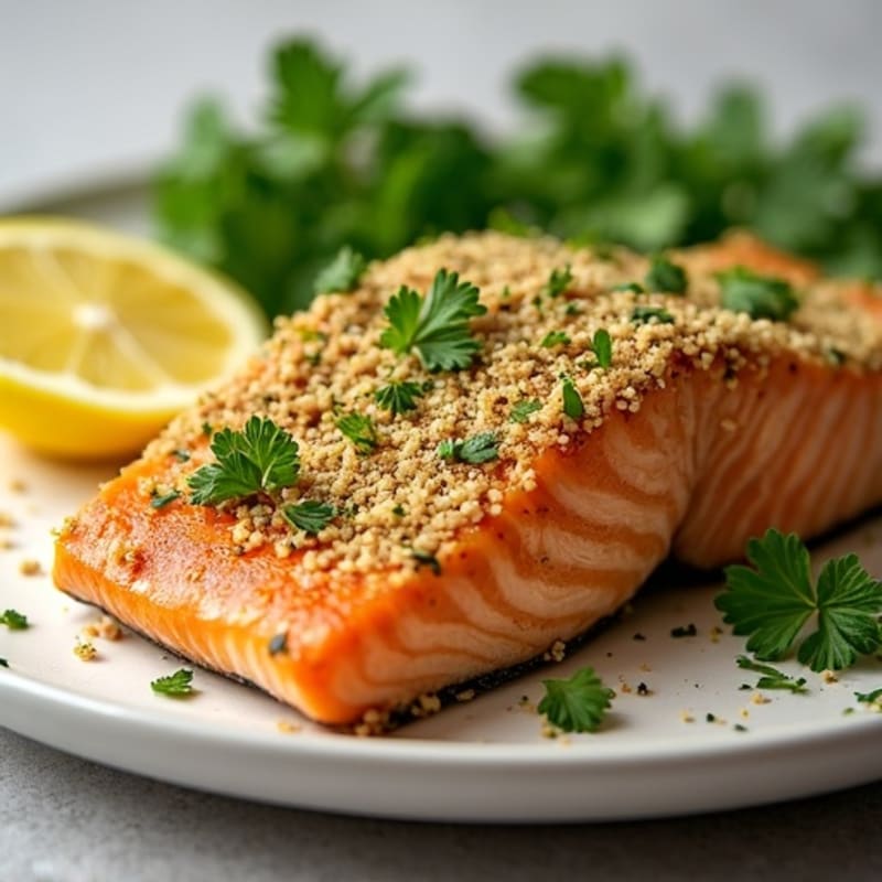 Herb-Crusted Pan Seared Salmon with Lemon