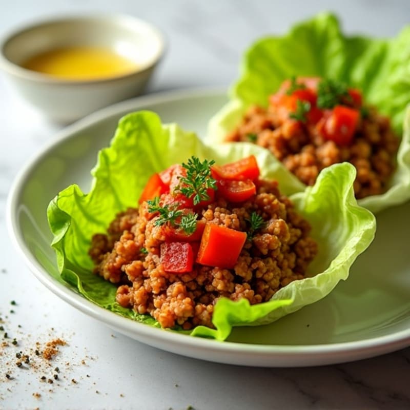 Lean Ground Turkey with Zesty Tomato Sauce and Crispy Lettuce Cups