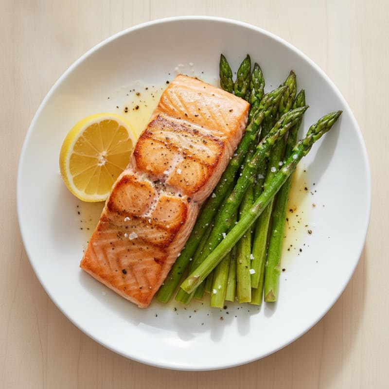 Pan-Seared Salmon with Roasted Asparagus
