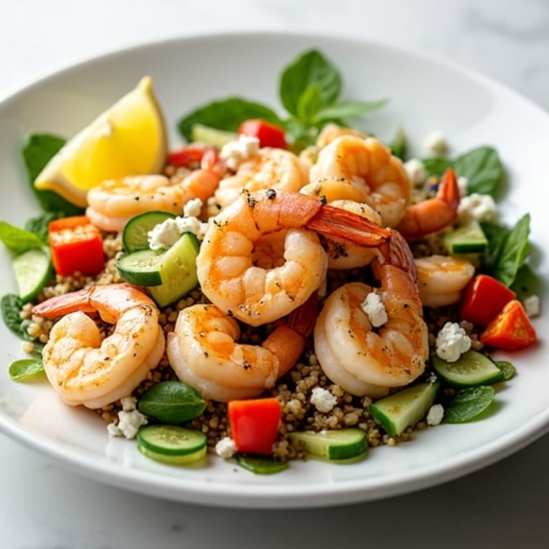 Grilled Shrimp and Quinoa Salad with Crunchy Vegetables