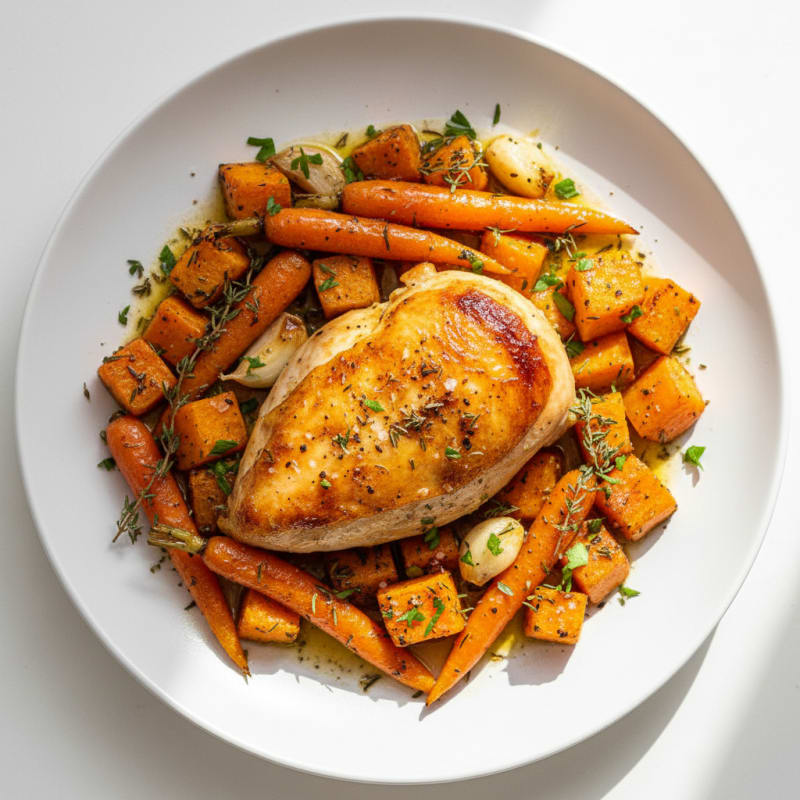 Garlic Herb Roasted Chicken with Root Vegetables