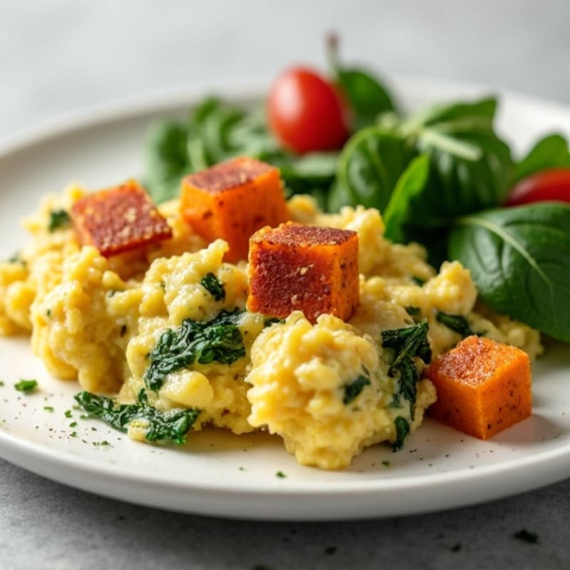 Egg White Scramble with Spinach and Turkey Bacon