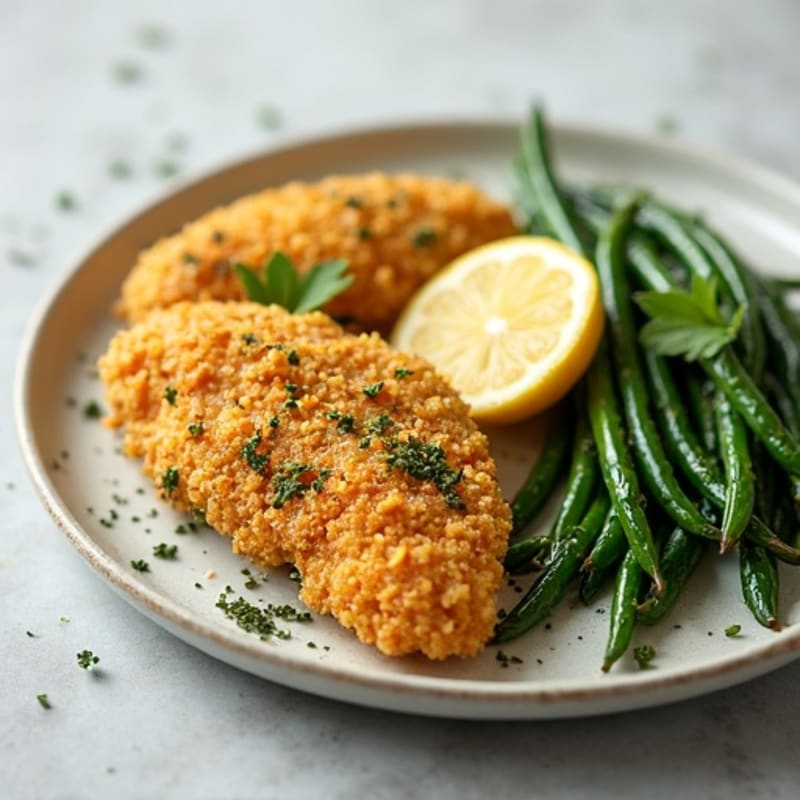 Crispy Lemon Herb Chicken with Roasted Green Beans