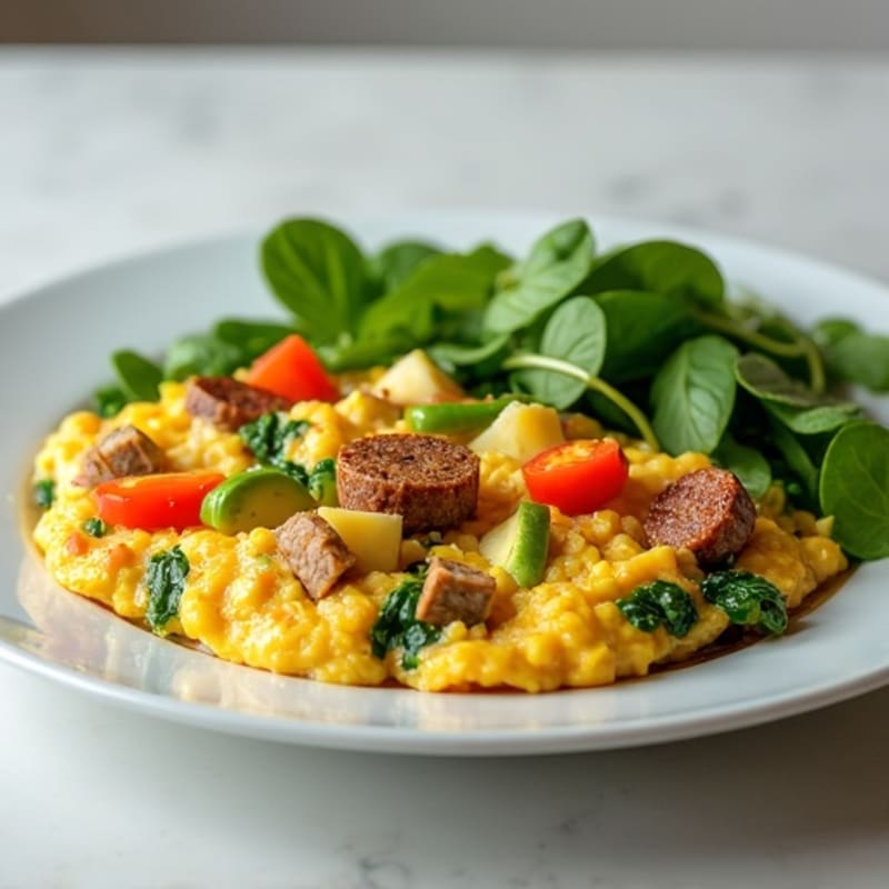 Egg White and Turkey Sausage Scramble with Spinach