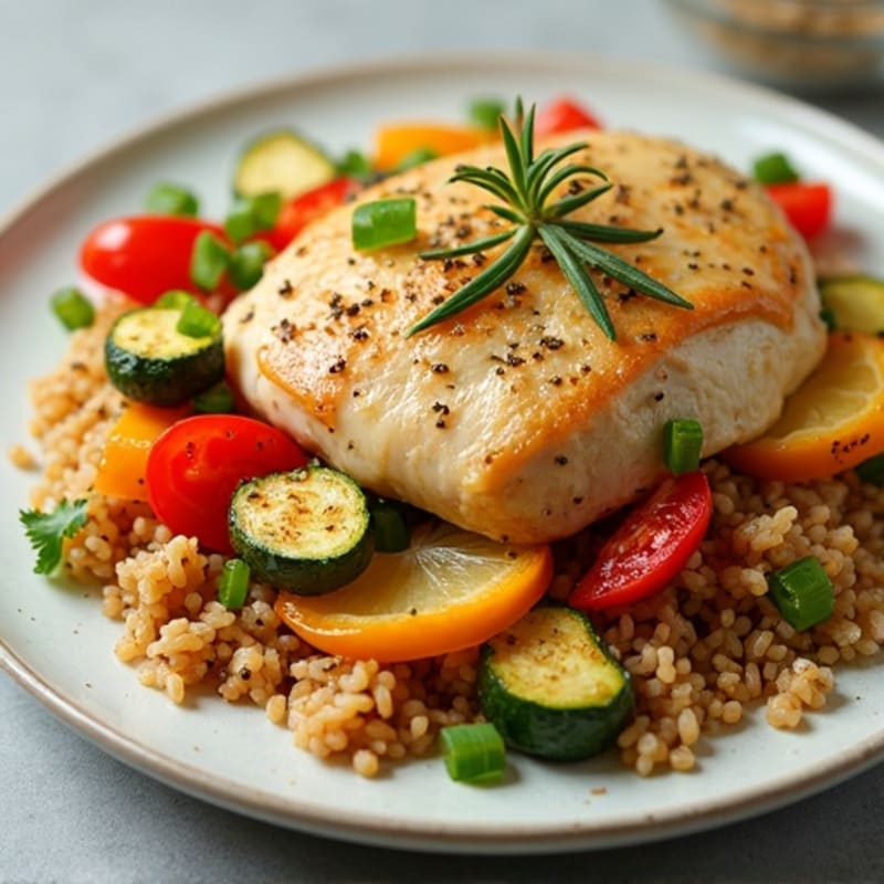 Sheet Pan Lemon Herb Chicken with Roasted Vegetables and Brown Rice