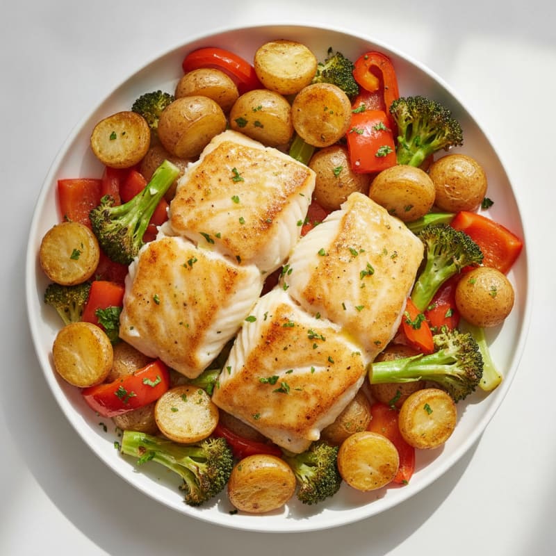Sheet Pan Lemon Herb Cod with Roasted Vegetables