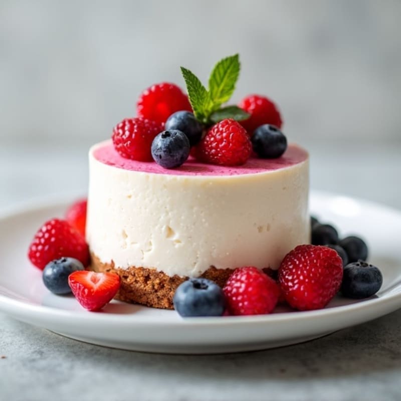 Greek Yogurt Protein Cheesecake with Mixed Berries