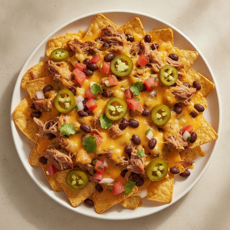 Pulled Pork Nachos with Pickled Jalapeños
