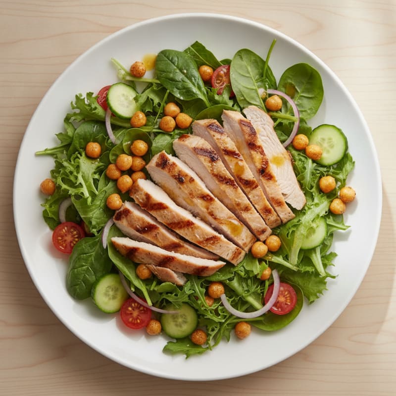 Grilled Turkey Breast Salad with Chickpeas and Fresh Greens