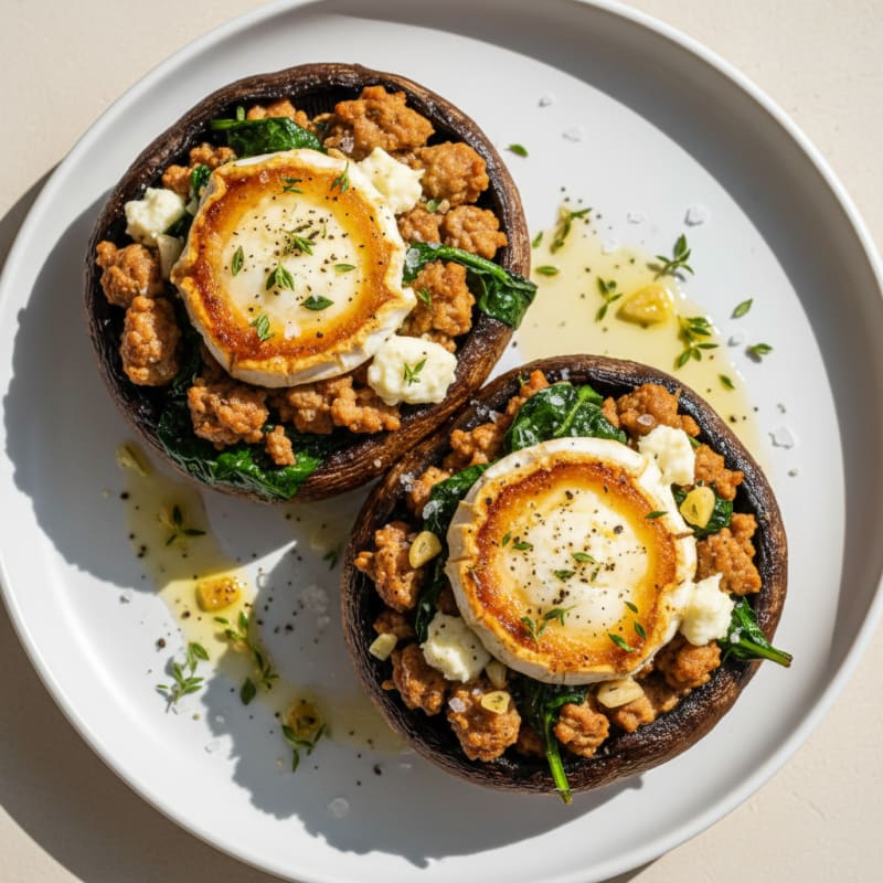 Goat Cheese and Herb Stuffed Portobello