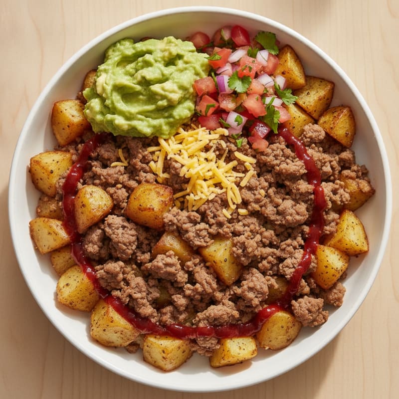 Lean Ground Beef and Roasted Potato Bowl