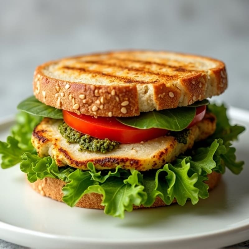 Grilled Pesto Chicken Sandwich with Fresh Greens