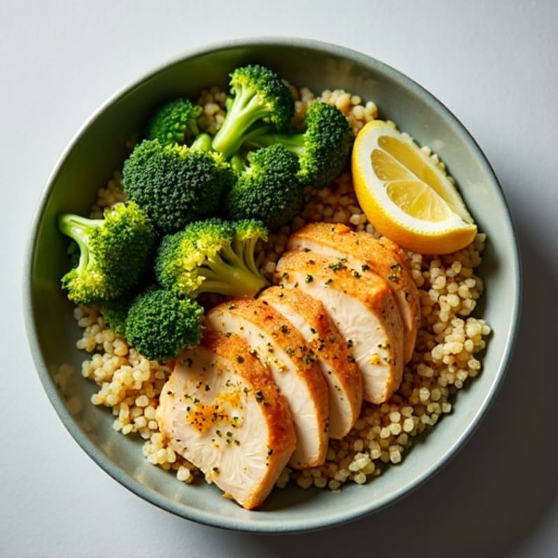 Quinoa Power Bowl with Lemon-Herb Chicken and Roasted Broccoli