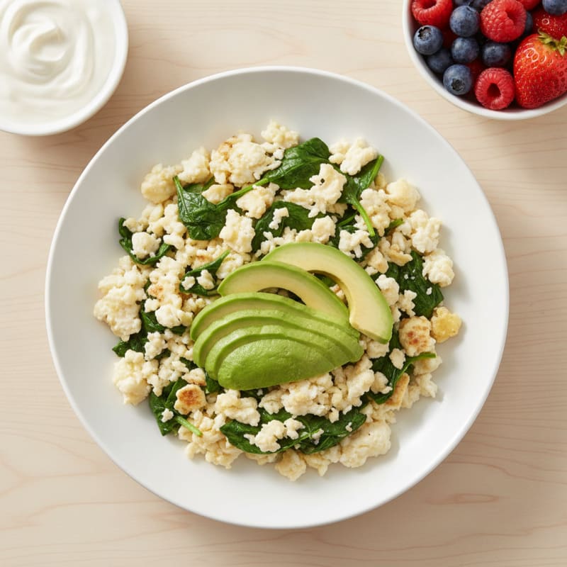Egg White Scramble with Avocado and Fresh Berries
