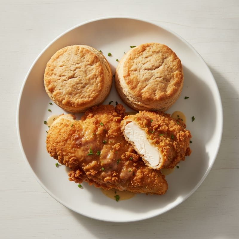 Buttermilk Fried Chicken with Fluffy Biscuits