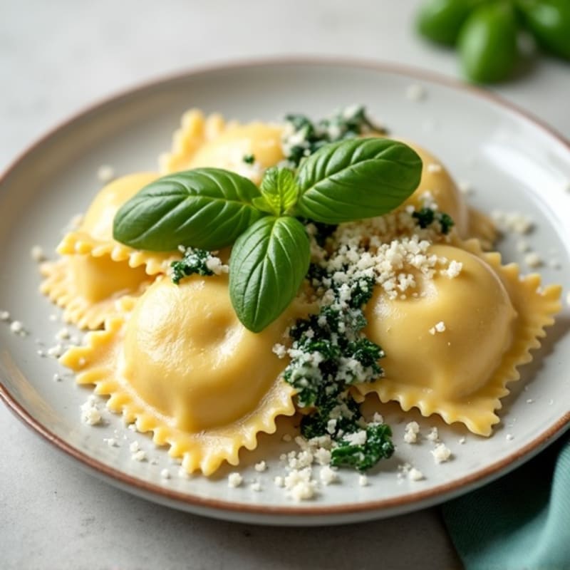 Creamy Ricotta Spinach Ravioli with Herb Sauce