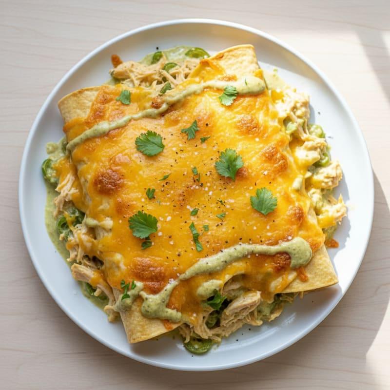 Creamy Chicken and Green Chili Enchiladas