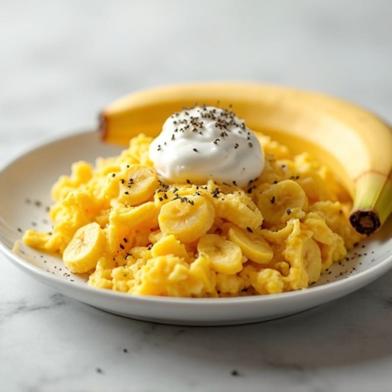 Fluffy Scrambled Eggs with Fresh Banana