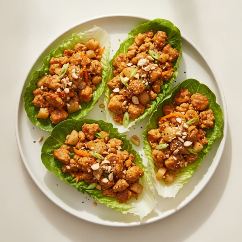 Ginger-Garlic Chicken Iceberg Lettuce Wraps