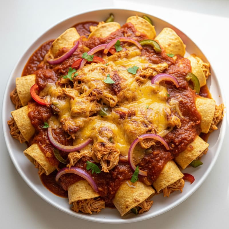 Chicken Enchiladas with Red Chili Sauce