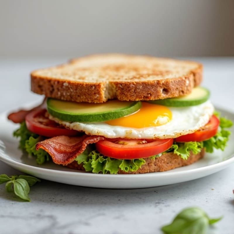 Fresh Avocado, Crispy Bacon, and Tomato Whole Grain Sandwich