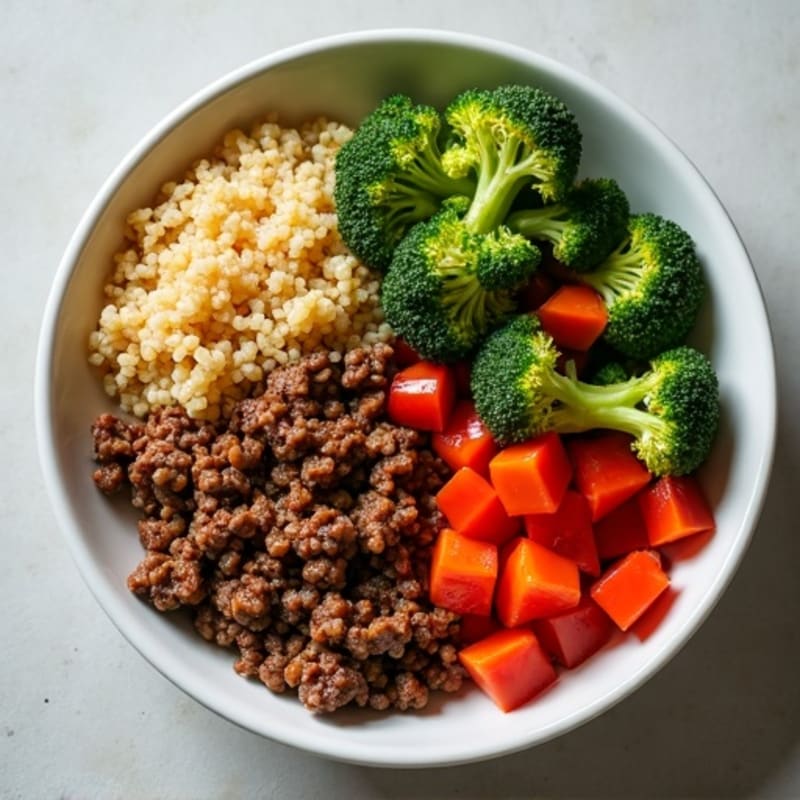 Lean Ground Beef Power Bowl with Roasted Vegetables