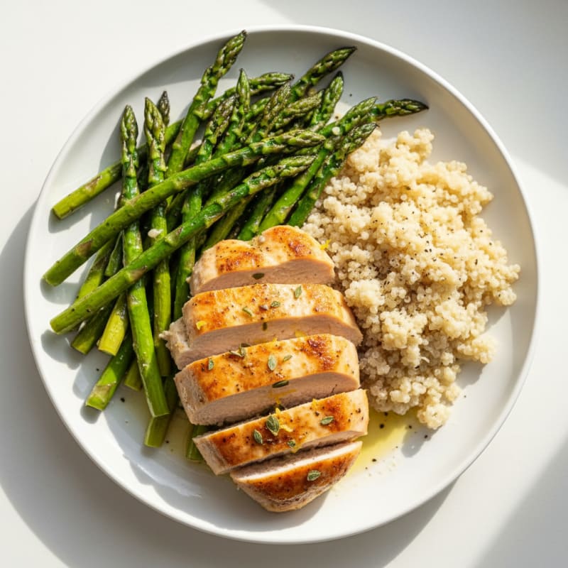 Tender Lemon Herb Chicken with Roasted Asparagus