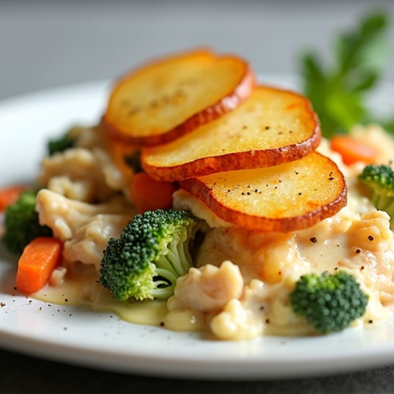 Creamy Chicken and Vegetable Bake with Golden Potato Topping