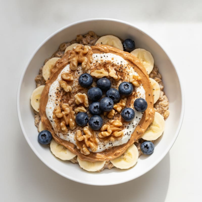 Peanut Butter Banana Overnight Oats with Walnuts