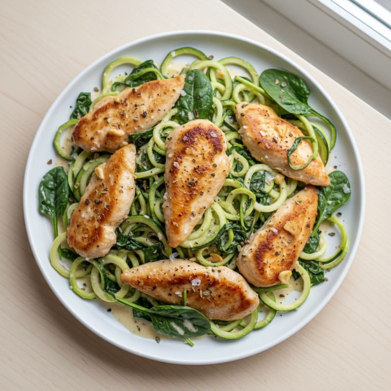 Creamy Garlic Chicken with Zucchini Noodles