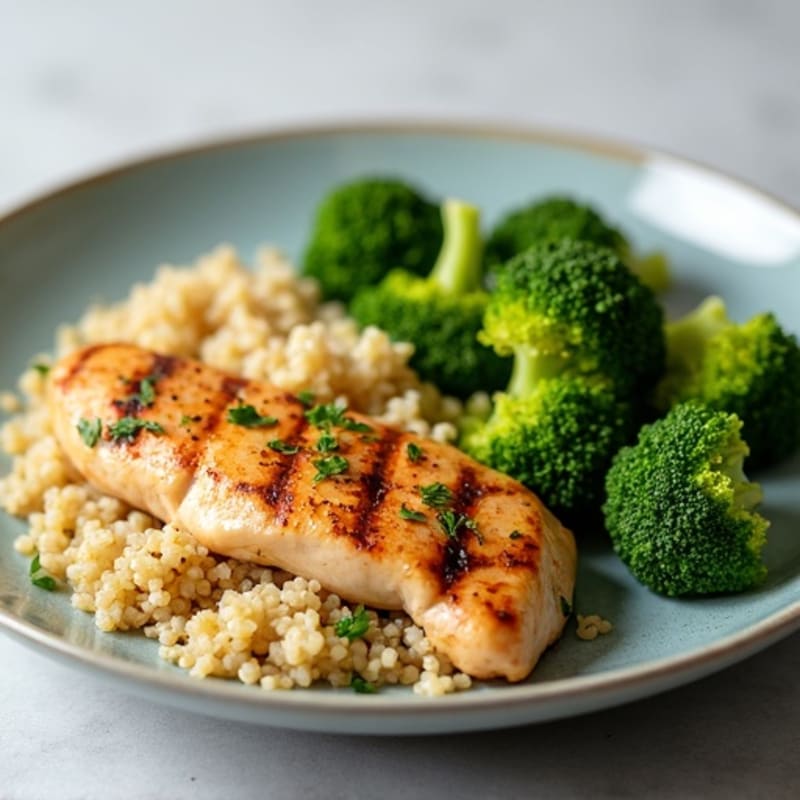 Grilled Chicken Breast with Quinoa and Steamed Broccoli