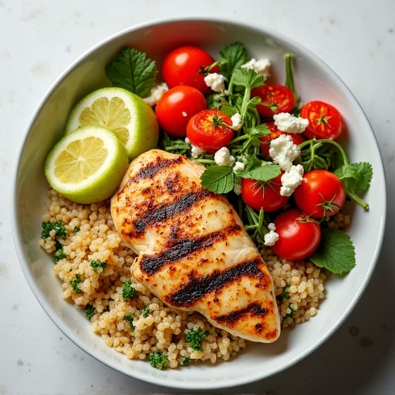 Grilled Chicken and Quinoa Bowl with Crunchy Vegetables