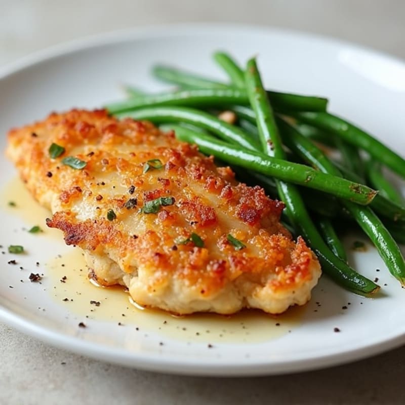Seared Turkey Cutlets with Garlic Green Beans