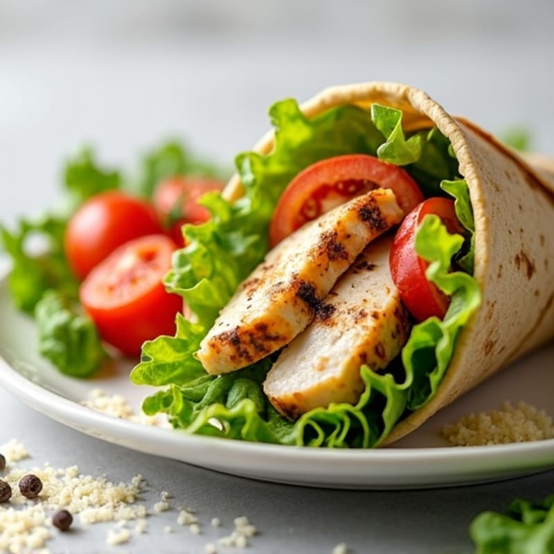 Grilled Chicken Caesar Wrap with Crisp Romaine