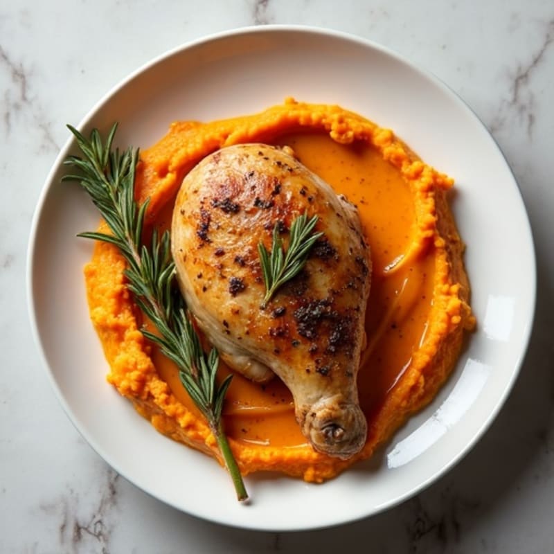 Herb-Roasted Chicken with Sweet Potato Mash