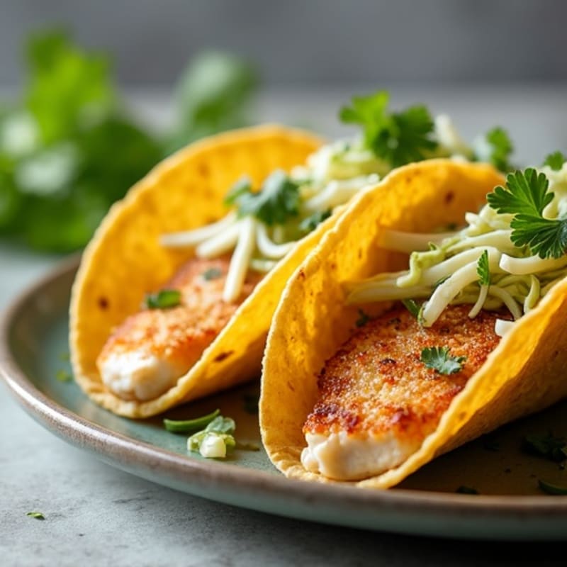 Crispy Baked Fish Tacos with Fresh Cabbage Slaw