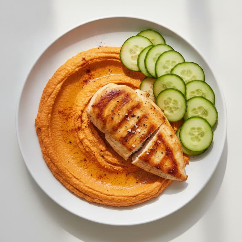 Roasted Red Pepper Hummus Chicken Platter