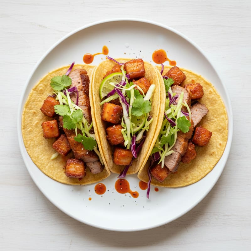 Spicy Gochujang Pork Belly Tacos