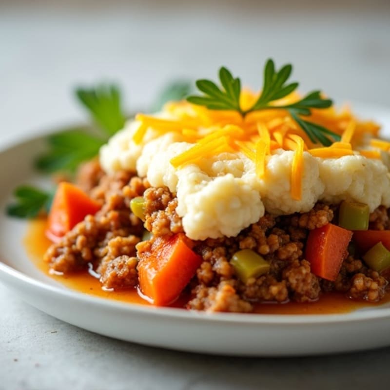 Lean Herb-Loaded Ground Turkey Shepherd's Pie with Creamy Cauliflower Topping