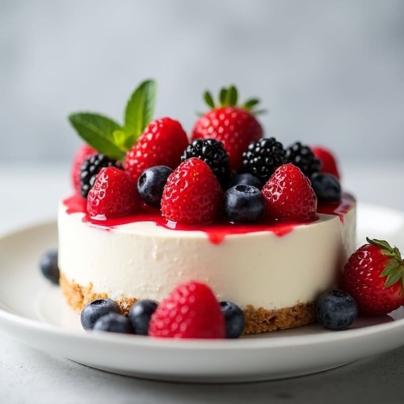 Greek Yogurt Protein Cheesecake with Fresh Berries