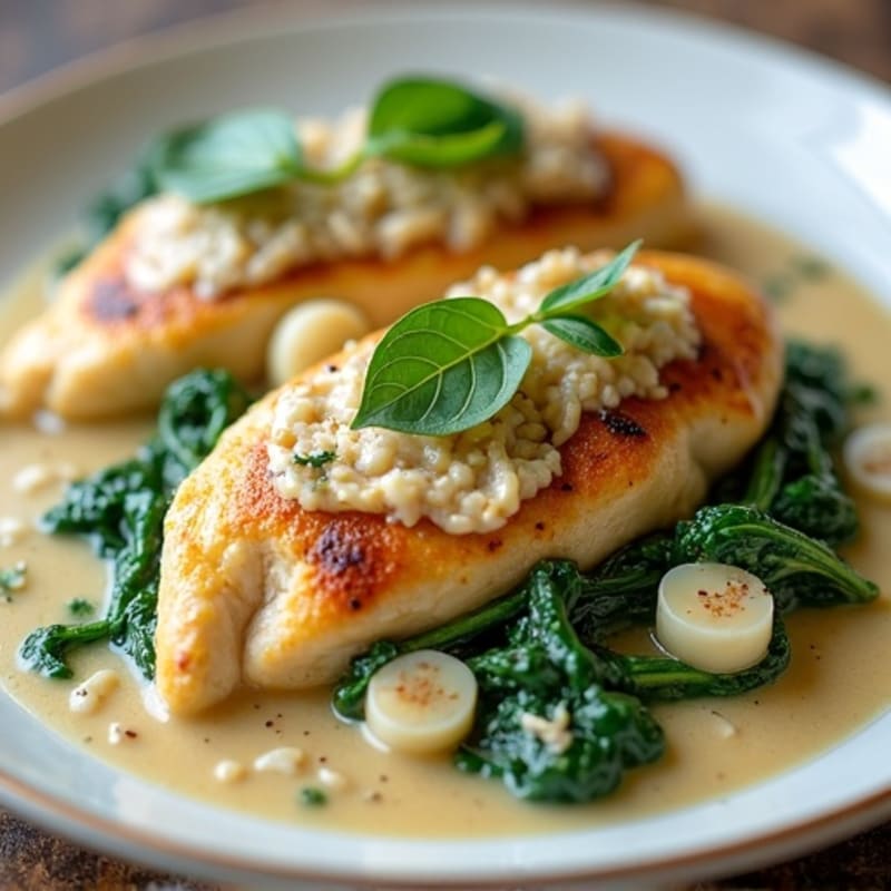 Creamy Baked Chicken with Spinach and Artichokes