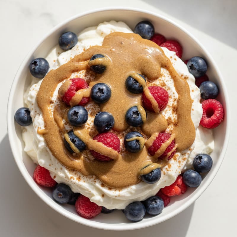 Greek Yogurt Protein Parfait with Mixed Berries and Almond Butter