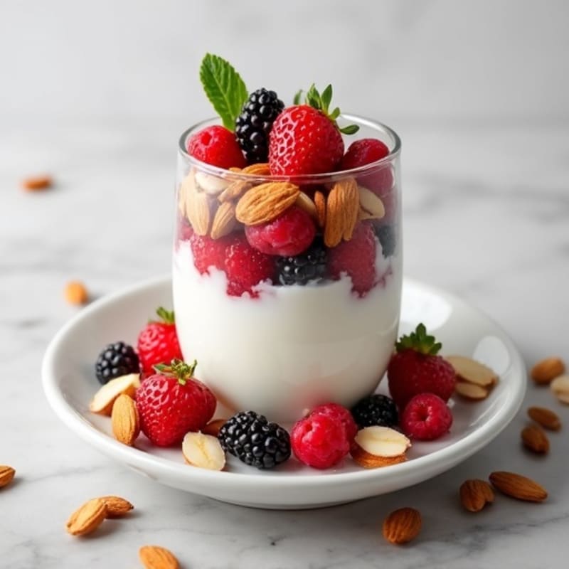 Greek Yogurt Parfait with Mixed Berries and Almonds