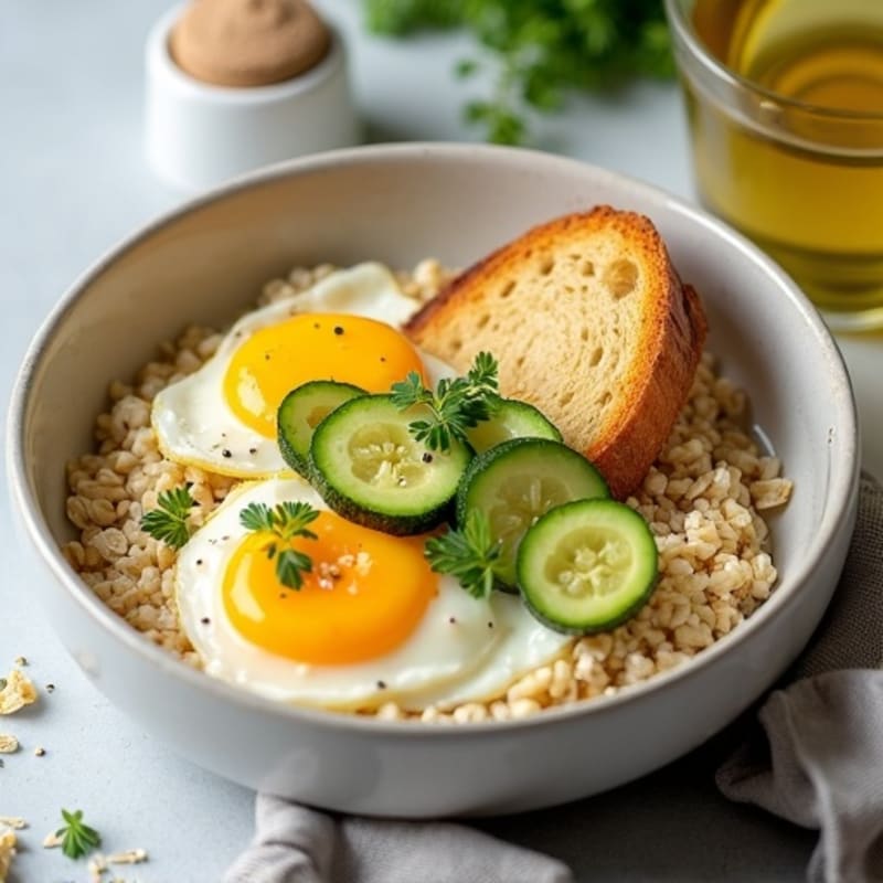 Egg White and Zucchini Oatmeal with Sourdough Toast